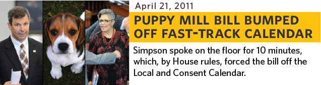 Simpson spoke on the floor for 10 minutes about the bill, which, by House rules, forced the bill off the Local and Consent calendar. 