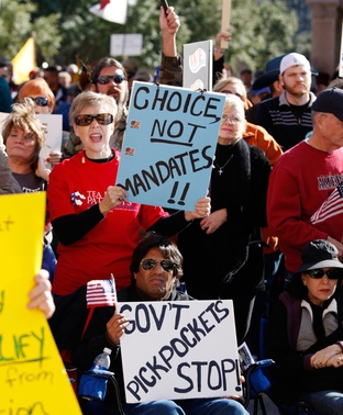 January 16, 2009: A coalition of Tea Party groups rally against Democrats and U.S. President Barack Obama Saturday afternoon at the Texas Capitol.