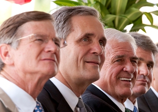 Rep. Lamar Smith, Rep. Lloyd Doggett, Rep. John Carter and Rep. Michael McCaul at groundbreaking for the new Austin United States Federal Courthouse.