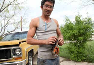 Melvin Pulver of Spicewood lost his mobile home and everything else in the fire a year ago.