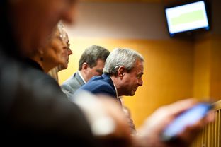 Michael Morton watches as the court of inquiry explores former Williamson County District Attorney Ken Anderson's role in Morton's wrongful conviction, on Feb. 6, 2013.