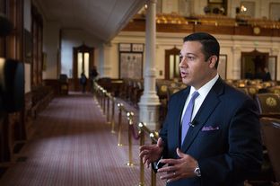 Rep. Jason Villalba, R-Dallas, takes questions from reporters after filing the Protection of Texas Children Act on Feb. 6, 2013.
