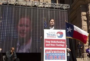Former TEA Commissioner Robert Scott speaks at Save our School's rally at Texas Capitol on February 23rd, 2013