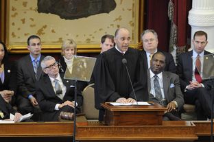 Chief Justice Wallace Jefferson delivers his State of the Judiciary speech in the House chamber on Mar. 6, 2013.
