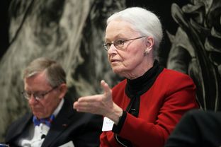 Diana Natalicio, President of The University of Texas at El Paso, joined higher education leaders for a panel discussion on college completion recommendations in Austin, Texas.