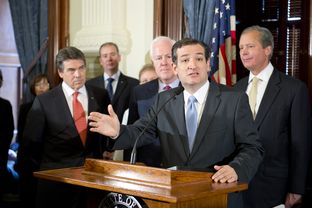 U.S. Sen. Ted Cruz outlines his objections to Medicaid expansion in Texas at a Capitol press conference on April 1, 2013.
