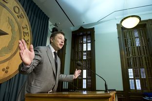 Entrepreneur Elon Musk talks to the Capitol press corps about his frustration in selling Tesla electric cars in Texas on April 10, 2013.
