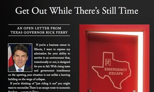 A screenshot of a TexasOne ad in Crain’s Chicago Business Journal aimed at Illinois businesses.
