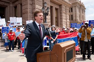 State Sen. Dan Patrick, R-Houston, spoke Wednesday as Texas charter school supporters rallied at the Texas Capitol to lobby the Legislature for more funding.