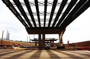 Part of the elevated section of Chisholm Trail Parkway that is under construction near downtown Fort Worth TX.