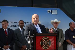 State Fire Marshal Chris Connealy spoke during the West press conference at West High School and announced that the cause of the explosion is still undetermined.