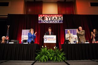 Gov. Rick Perry addresses the National Right to Life convention in Dallas on June 27, 2013.