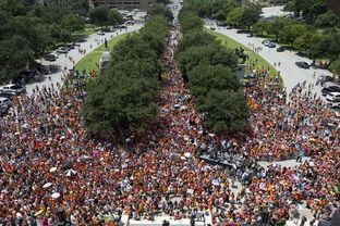 Activists converge at the south steps of the Texas Capitol as the second special session begins July 1, 2013.