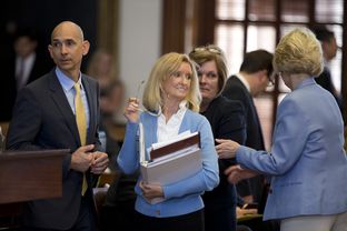 State Rep. Jodie Laubenberg, R-Parker, holds her bill book on HB 2 during long debate on amendment #9 July 9, 2013.