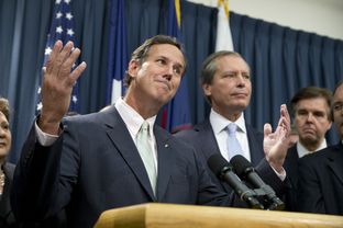 Former U.S. Senator and presidential candidate Rick Santorum speaks to the Capitol press on the Senate's pending abortion legislation on July 11, 2013.