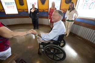 Greg Abbott at El Pato restaurant during a campaign stop in McAllen on July 15, 2013.