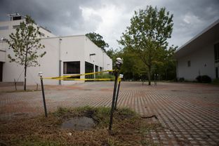 Repairs underway on the Clear Lake campus of the University of Houston, Aug. 11, 2013.