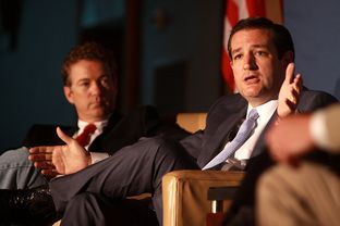 U.S. Sens. Rand Paul and Ted Cruz speaking at the 2013 Young Americans for Liberty National Convention at George Mason University in Arlington, Va.