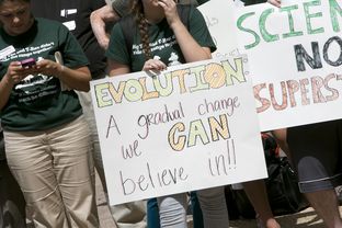 Rally outside the TEA building where the Texas State Board of Education will be hearing public testimony on proposed new science textbooks on September 17th, 2013
