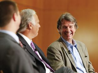 University of Texas Regent Wallace Hall, Jr. laughs during The Role of Regents panel at TribFest on September 28, 2013.