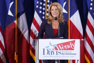 State Sen. Wendy Davis announces her campaign for governor in front of a crowd of supporters in Haltom City on Oct. 3, 2013.