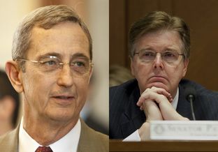 Texas Land Commissioner Jerry Patterson and state Sen. Dan Patrick, who are both running in the 2014 Republican primary for lieutenant governor