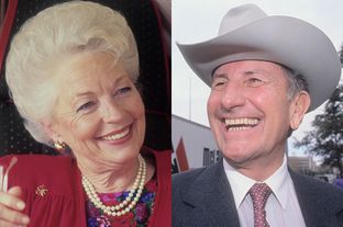 Ann Richards (l) on the campaign trail in 1988 and Clayton Williams during the campaign in 1990