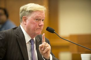 State Rep. Jim Pitts, R-Waxahachie, testifies at the House Select Committee on Transparency in State Operations regarding UT Regent Wallace Hall on October 22, 2013.