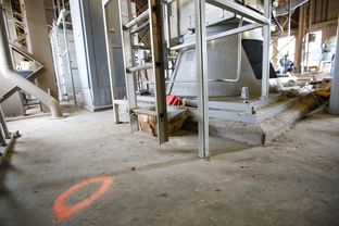An orange circle on the floor of a raw water pump station on Lake Texoma indicates the state line between Texas and Oklahoma.