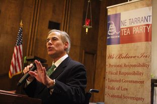 Gubernatorial candidate Greg Abbott speaks at a NE Tarrant Tea Party meeting at Concordia Lutheran Church in Bedford.
