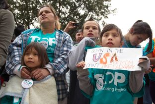 Rally for Immigration Reform walked up Congress Ave. towards the Texas Capitol on February 22nd, 2013