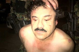A picture of Sinaloa drug cartel leader Joaquín "El Chapo" Guzmán Loera is released by Mexican law enforcement officials in February 2014 after Guzmán was captured.