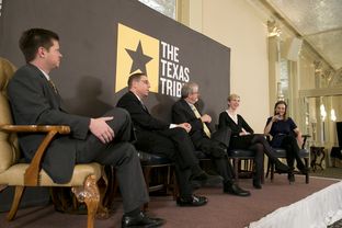 Texas Tribune staffers dissect Tuesday's primary election results at Triblive on March 5, 2014. Left to right are Reeve Hamilton, Evan Smith, Ross Ramsey, Emily Ramshaw and Morgan Smith.