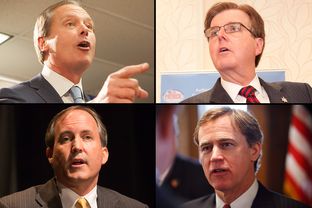Pictured are (clockwise, from top left) Lt. Gov. David Dewhurst, state Sen. Dan Patrick, state Rep. Dan Branch and state Sen. Ken Paxton.