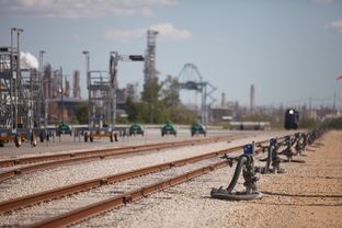 The Jefferson Rail Transload Terminal at the Port of Beaumont on April 8, 2014. The terminal offloads oil from rail cars onto barges bound for refineries on the Gulf Coast. (Photo by Michael Stravato)