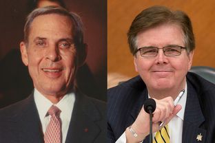 Former Democratic Lt. Gov. Bob Bullock and Republican state Sen. Dan Patrick.