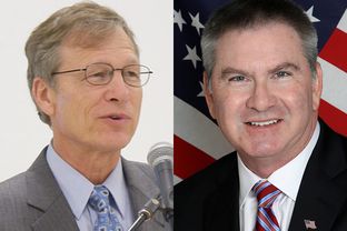 The race to replace U.S Rep. Steve Stockman in Congressional District 36 is a battle of geographical allegiance between supporters of the two Republican candidates headed to the May 27 runoff: Brian Babin (l) of southeast Texas and Ben Streusand (r) of suburban Houston.