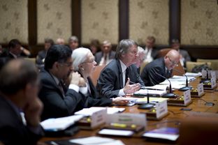 The nine University of Texas System presidents led by UT-Austin President Bill Powers appear at the committee meeting on May 14, 2014.