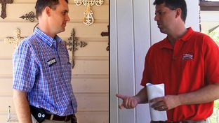 Andrew Murr (left) and Rob Henneke canvass for votes in the Texas House District 53 on May 10, 2014.