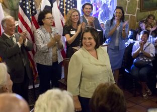 Democratic candidate for Lt. Governor of Texas, Sen. Leticia Van de Putte, D-San Antonio, speaks during a campaign swing in Austin on June 4.