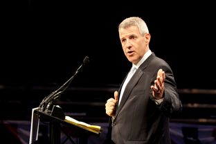 Democratic nominee for Attorney General, Sam Houston, addresses delegates on the final day of the 2014 Texas Democratic Convention held at the Dallas Convention Center in Dallas, Texas, June 28, 2014.