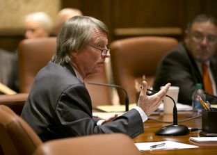 UT President Bill Powers speaks during a UT Board of Regents meeting on July 10, 2014.