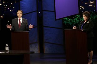 State Sens. Dan Patrick, R-Houston, and Leticia Van de Putte, D-San Antonio, the candidates for lieutenant governor, debated in Austin on Sept. 29, 2014.