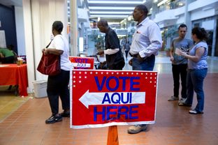 Travis County residents line up to vote at Austin's Highland Mall on Nov. 4, 2014.