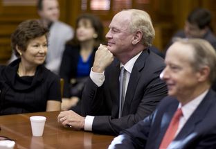 University of Texas Regent nominees Sara Martinez Tucker, R.Steven Hicks and David Beck await questioning at Senate Nominations Committee hearing on Feb. 26, 2015.