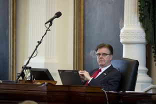 Lt. Gov. Dan Patrick listens to debate on SB 8 franchise tax reform measure during Senate action March 25, 2015.