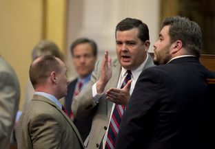 Chairman State Rep. Larry Phillips, R-Sherman, sponsor of HB 910 open carry legislation, just before final passage of the bill April 17, 2015 by a 96-35 House vote.