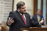 State Rep. Jonathan Stickland, R-Bedford, is shown during a legislative debate on gun legislation on April 17, 2015.