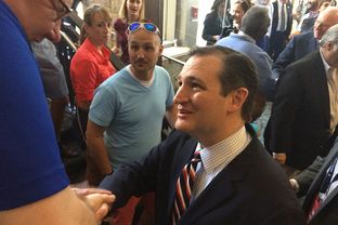 U.S. Sen. Ted Cruz talks to supporters at the Peace Center in Greenville, S.C., on May 9, 2015.