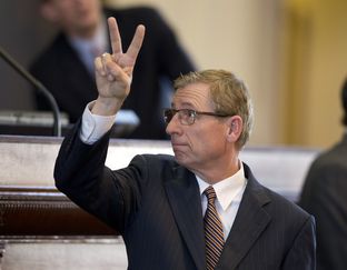 State Rep. Byron Cook, R-Corsicana, registers a no vote on an amendment to his ethics bill SB19 on May 26, 2015.